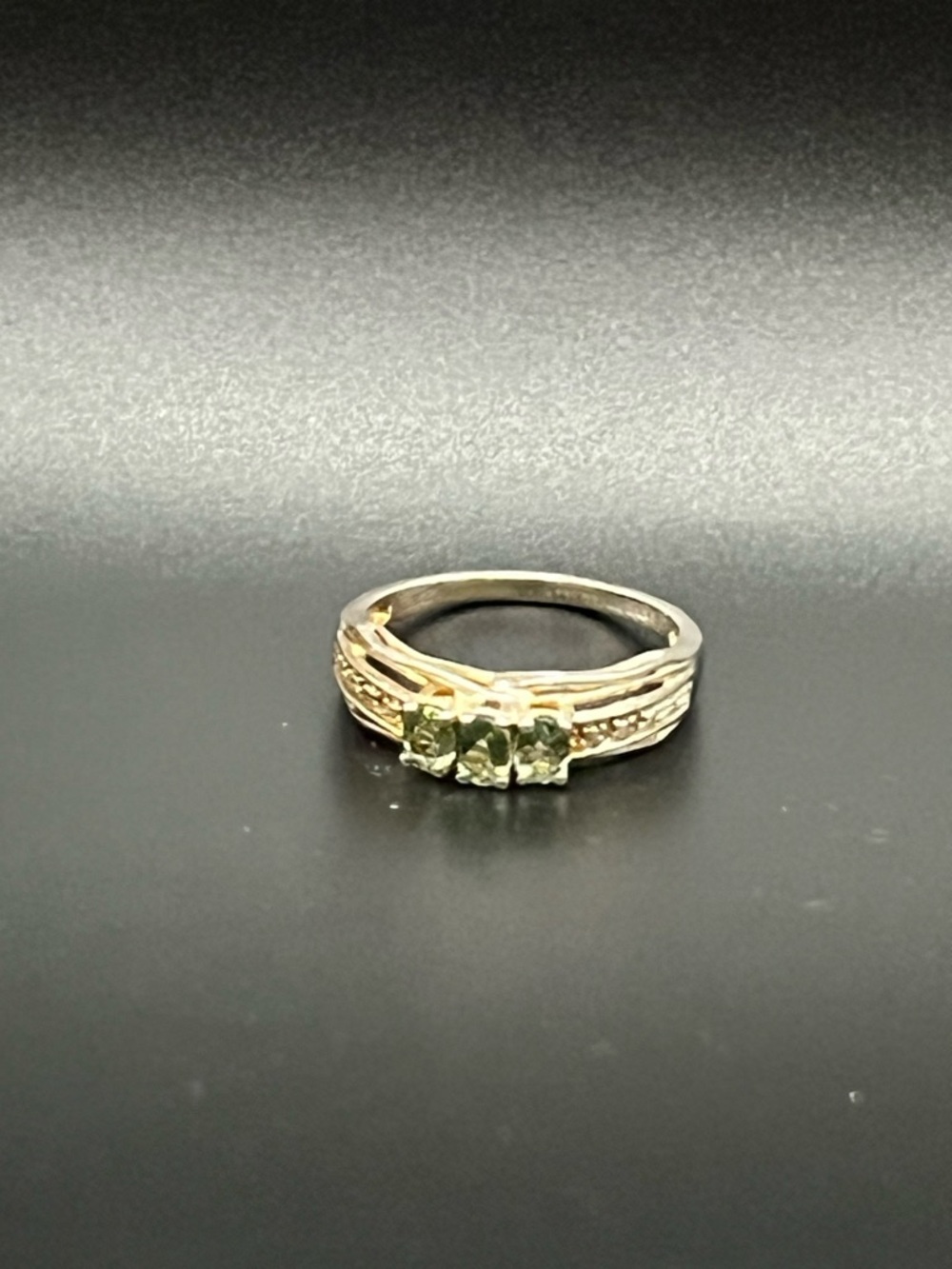 Green Gemstone Three-Stone Sterling Ring